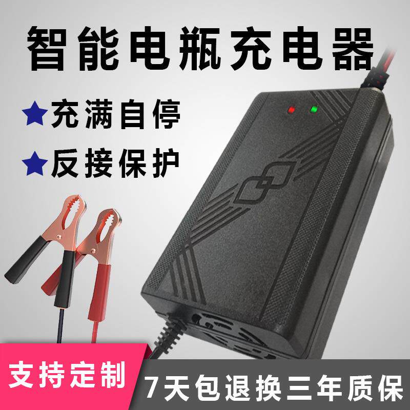 12V摩托车电瓶充电器铅酸蓄电池充电机电动车充电器12V6A汽车60AH