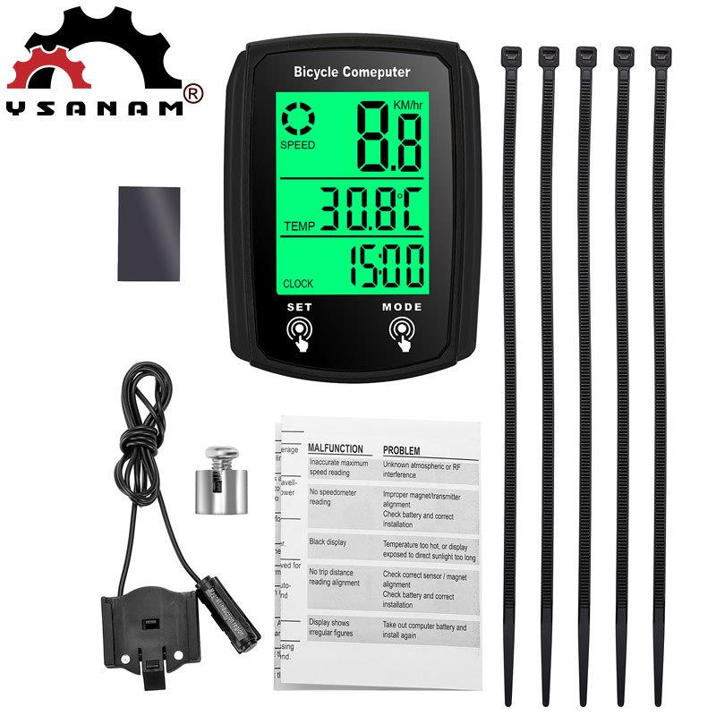 触摸屏自行车有线码表 速度计里程计英文码表夜光有线码表里程表