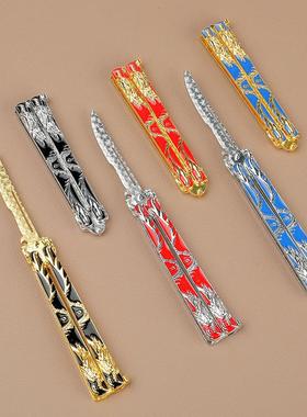 新款合金蝴蝶刀甩刀复古金属练习刀小礼品金龙刺客金属义乌小商品