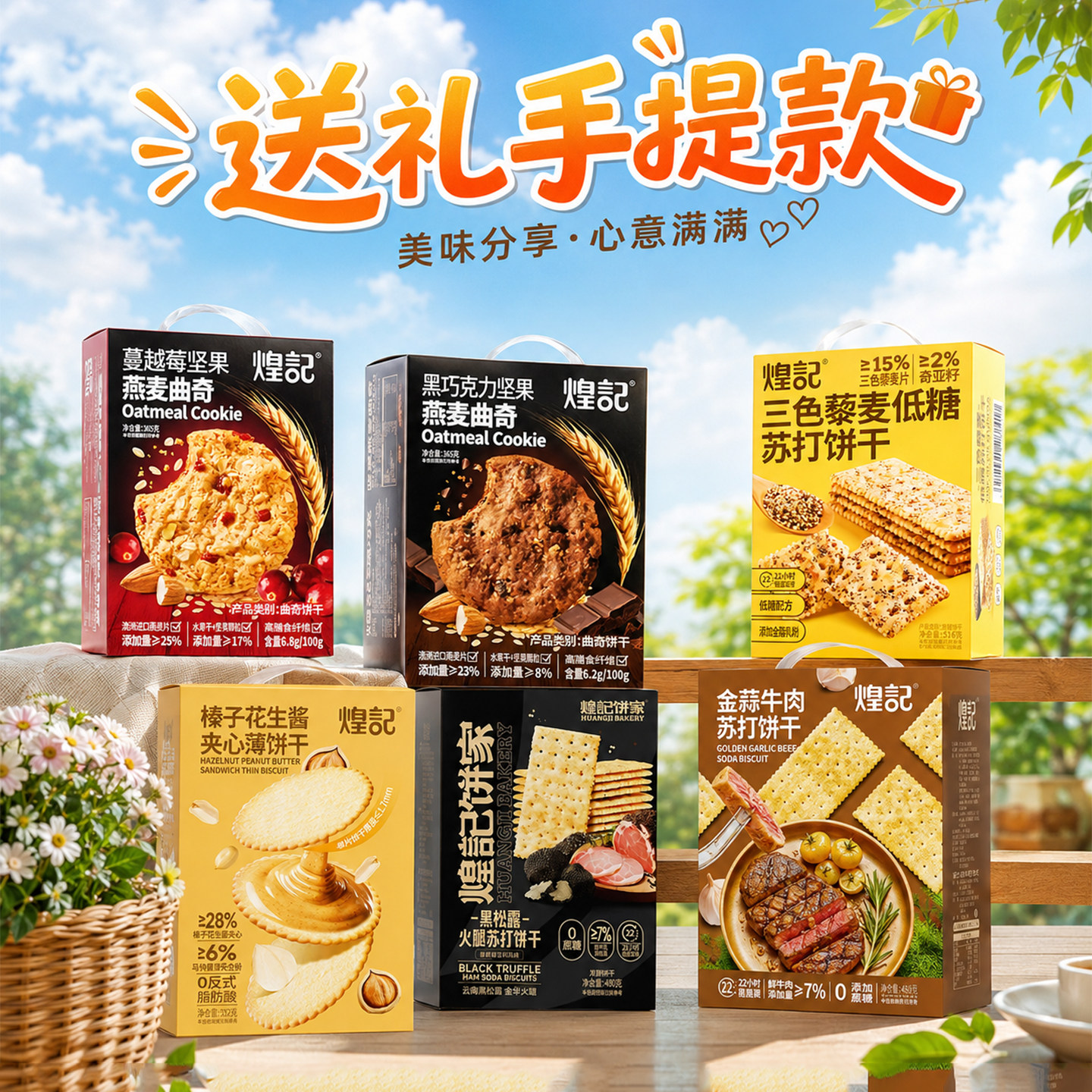 煌记饼干多口味盒装手提款送礼图片