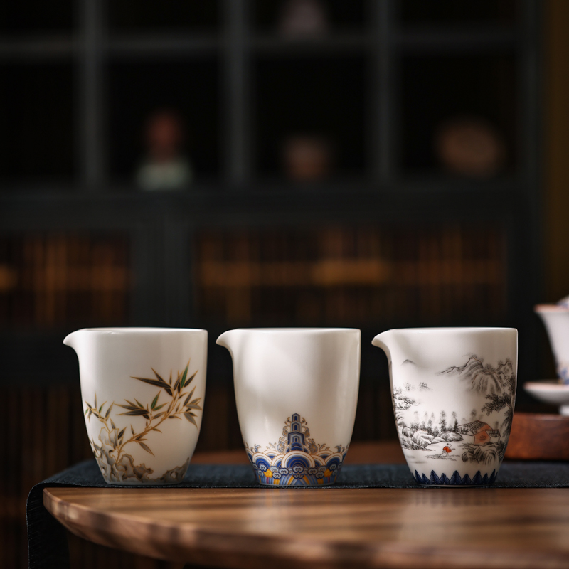 陶瓷茶海公道杯泡茶茶汤过滤分茶器组合公杯汝白陶瓷单品中式家用