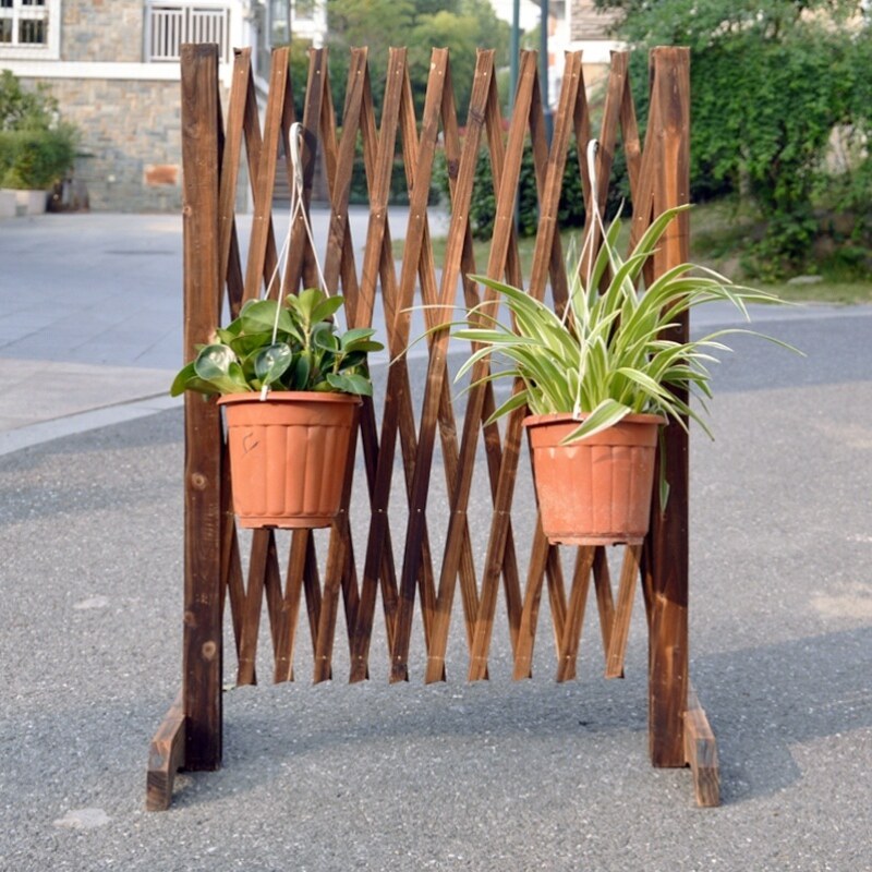 极速防腐木网格花架i伸缩隔断围栏小篱笆墙花园实木白色矮栅栏爬