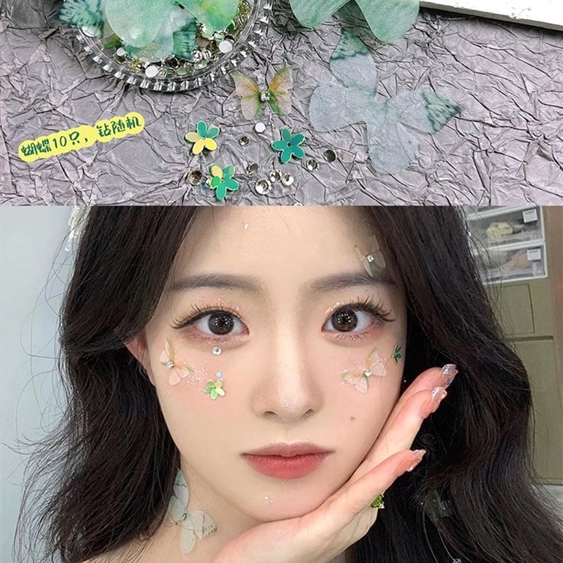 儿童演出妆容脸部妆容贴纸儿童舞台妆彩绘贴舞台妆眼影贴贴脸蝴蝶