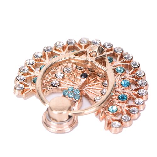 极速Peacock Shape Shiny Diamond Finger Stand 360 Degree Phon