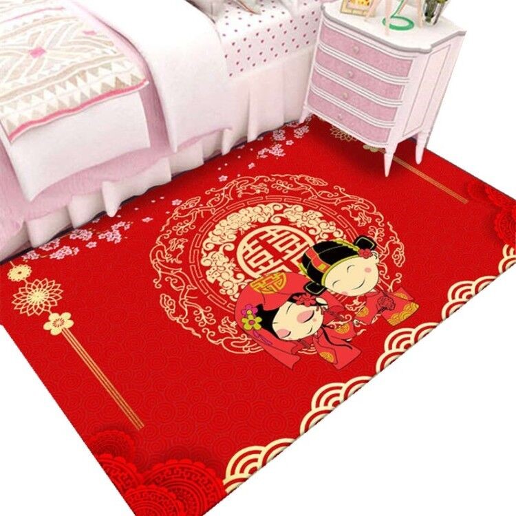 婚庆地毯地垫家用房间卧室茶几客厅沙发垫中国结婚大红色现代牀边