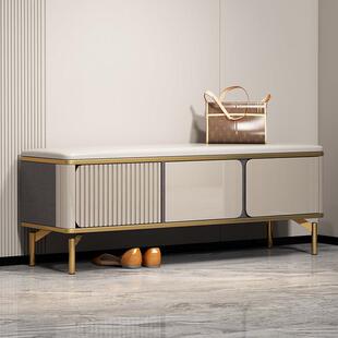 轻奢换鞋凳家用门口可坐式穿鞋凳多功能玄关储物长条凳软包沙发凳