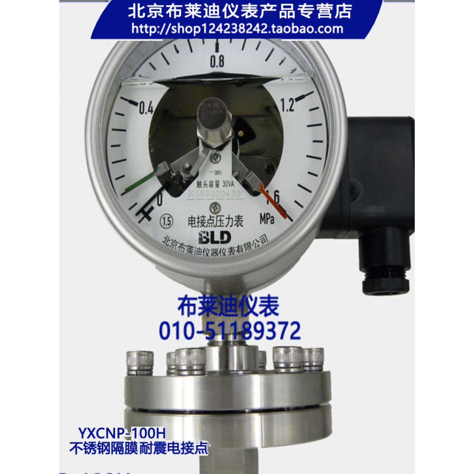 BLD北京布莱迪 PYXHN-100.F0不锈钢隔膜耐震电接点压力表 M20*1.5