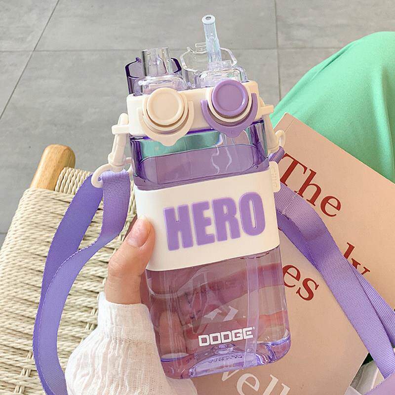 方形水杯女夏天高颜值新款吸管杯女生大容量可携式塑料杯双饮杯子