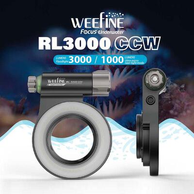 Weefine RL3000CCW新款水下环形2.5cm超级微距摄影灯补光灯WF105