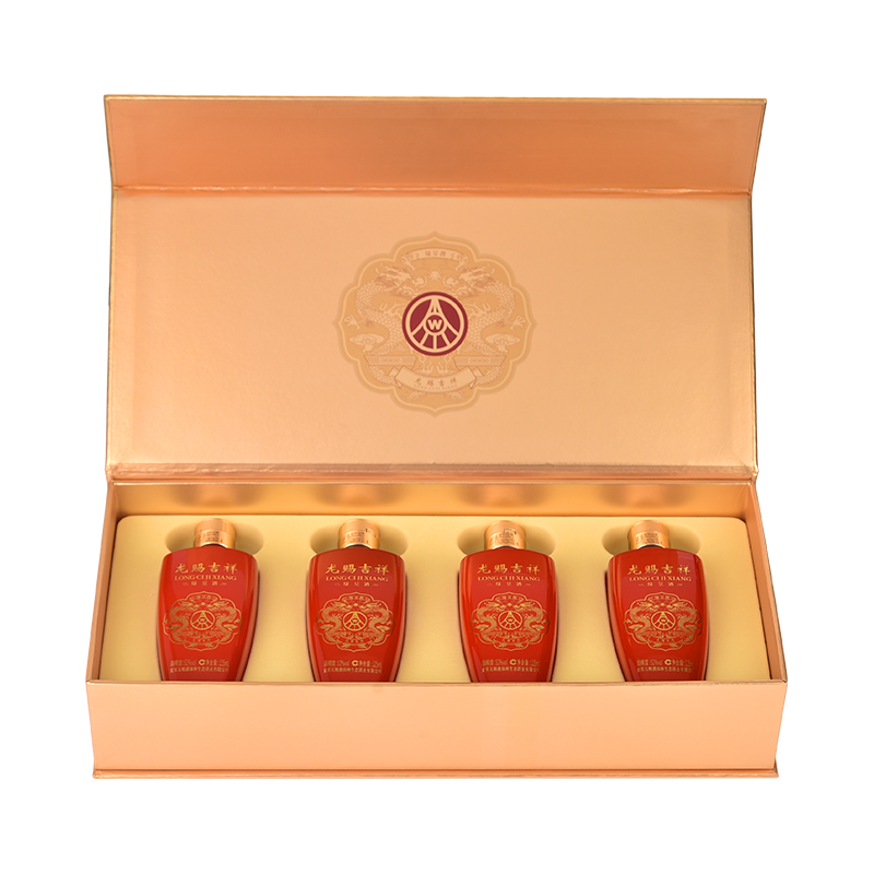 五粮.液仙林生态龙赐吉祥金龙52度125ml*4瓶礼盒装绿豆酒送礼摆柜