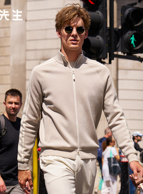 布先生轻奢羊毛开衫外套双拉链秋冬长袖插肩袖男上衣PT16772断码