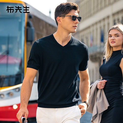 布先生轻奢羊毛衫短袖T恤可机洗
