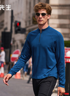 布先生轻奢小高领拉链开襟打底T恤男柔软插肩长袖上衣PT16732断码