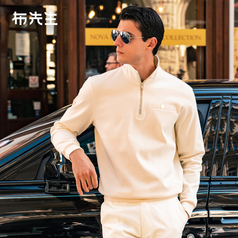 布先生轻奢拉链立领卫衣长袖男款