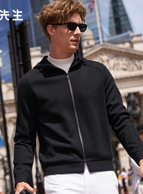 布先生轻奢羊毛外套连帽开衫男款机能风插肩长袖保暖PT16773断码