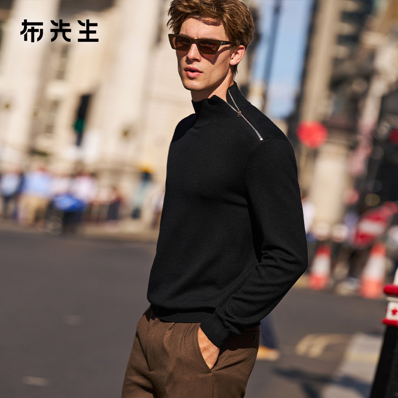 布先生轻奢半拉链立领长袖男羊毛针织衫柔软保暖个性上衣PT16721,男装,针织衫/毛衣,淘宝优惠券,粉丝福利购,淘宝优惠卷