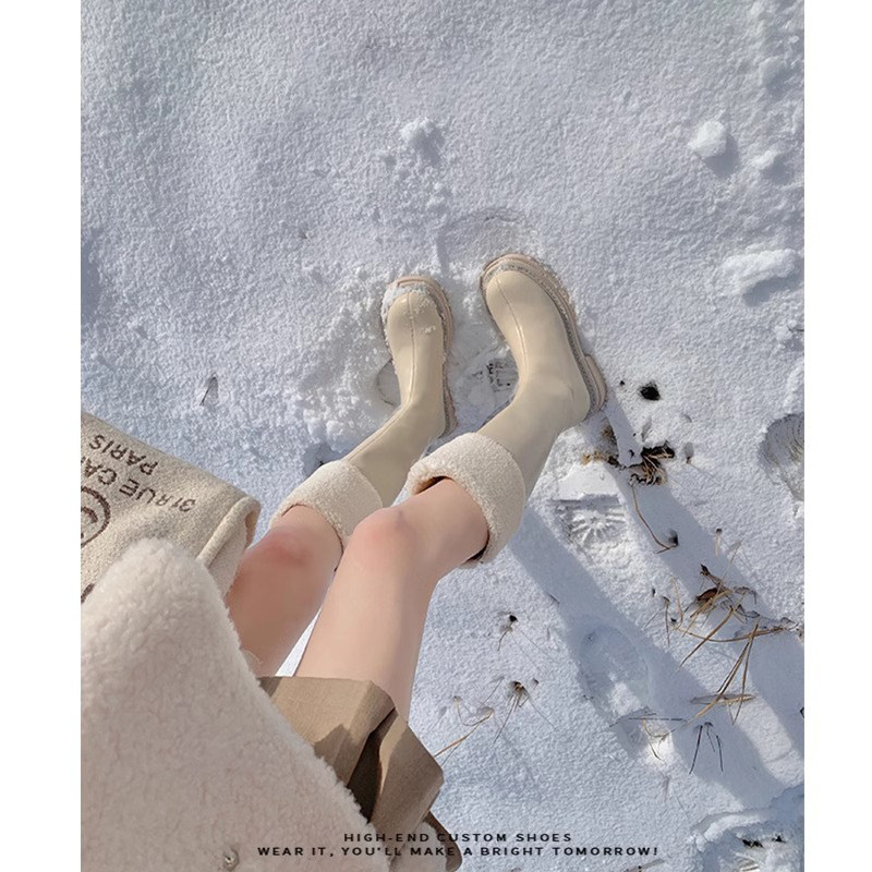 【真·羊毛一体】不过膝长靴女加绒加厚长筒靴真皮厚底毛毛骑士靴,女鞋,时尚雪地靴,淘宝优惠券,粉丝福利购,淘宝优惠卷