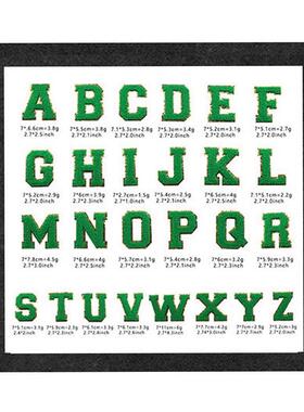 英文字母贴patches电脑绣花刺绣衣服贴绿色字母毛巾刺绣布贴辅料R