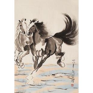 纯手绘徐悲鸿马装饰画国画水墨画办公室画玄关画动物画壁画山水画