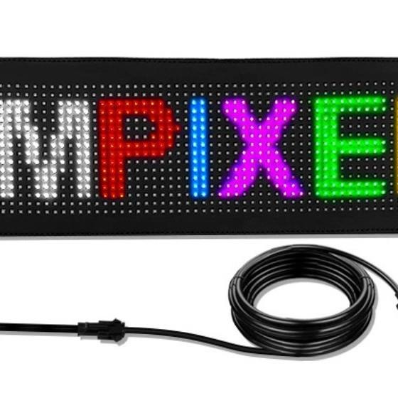 LED全彩柔性显示屏可走字RGB广告显示两排文字编辑可弯折车贴玻璃