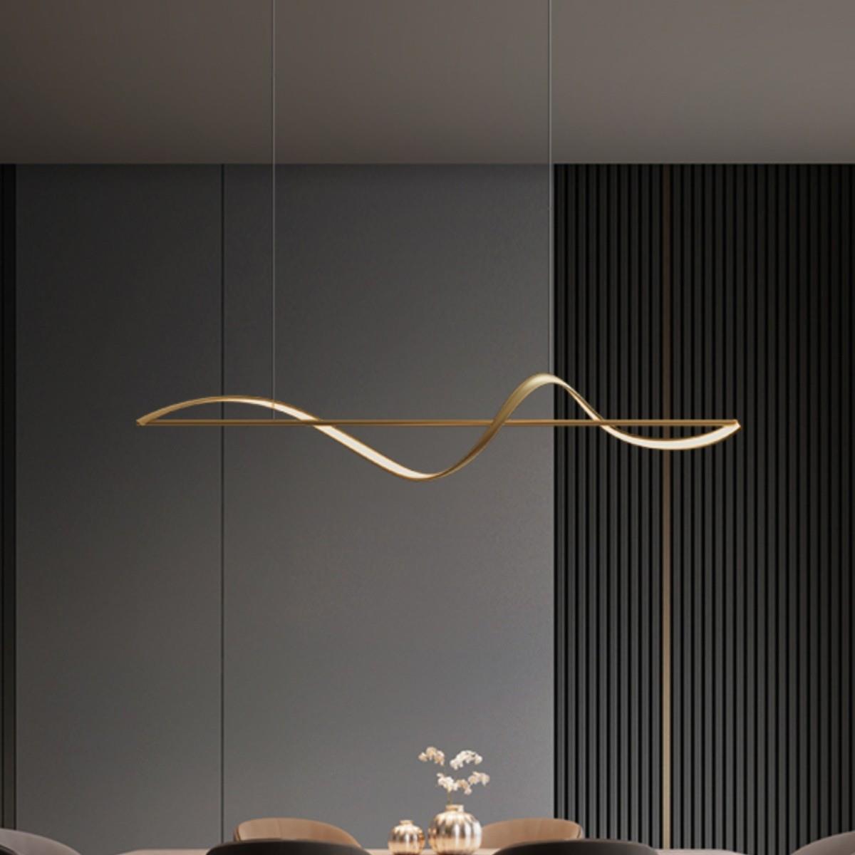 全铜餐厅吊灯简约现代轻奢餐桌岛吧台创意设计师意式极简长条灯具