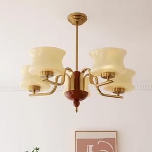 宅家记 复古vintage中古风吊灯客厅灯卧室餐厅吊灯书房实木灯 法式