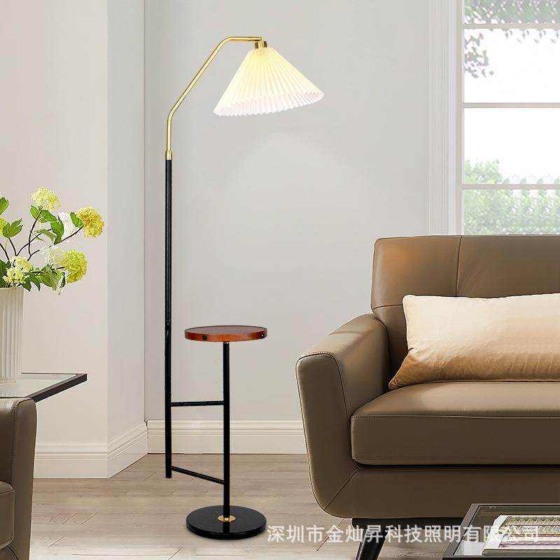 北欧落地灯美法式轻奢复古客厅沙发边卧室书房创意百褶罩茶几灯具