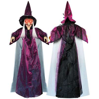 万圣节跨境声控巫婆吊鬼密室鬼屋感应发声发光女巫挂鬼装饰品挂件