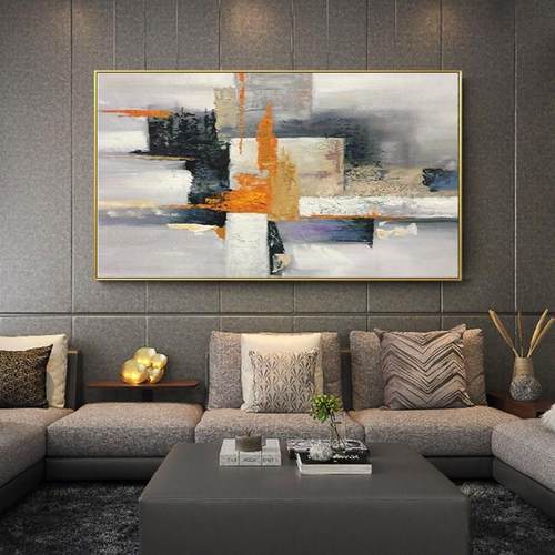 手绘油画北欧轻奢装饰画客厅玄关抽象挂画美式工业风壁画大尺寸