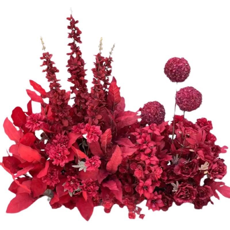 婚庆红色绢花成品花艺婚礼堂地排花舞台过道装饰花仿真花中式路引