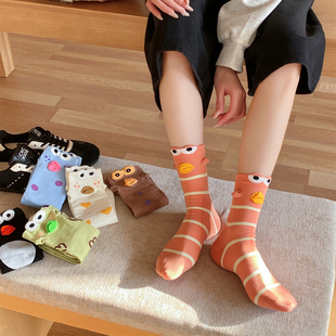 无骨卡通搞怪立体小丑鱼袜子女春夏比奇堡堆堆袜童趣丑萌中筒棉袜