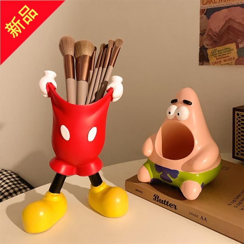 韩风ins童趣可爱提裤子卡通学生笔筒化妆刷收纳桶桌面多功能摆件