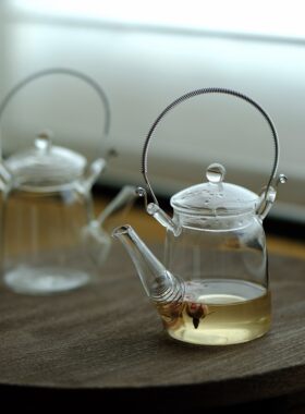日式耐高温玻璃提梁壶加厚煮茶壶