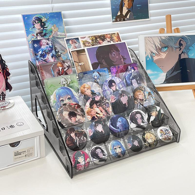 吧唧展示架阶梯式周边卡片色纸痛桌陈列架桌面亚克力谷子收纳架