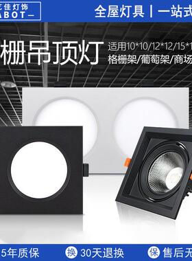 led格栅灯15x15铝网格悬吊式天花板双头10*20黑色葡萄架专用方形