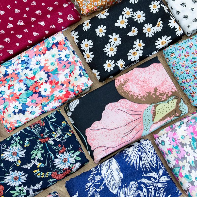 45支人造棉印花布料 夏季绵绸薄款衬衫睡衣服装 小碎花连衣裙面料