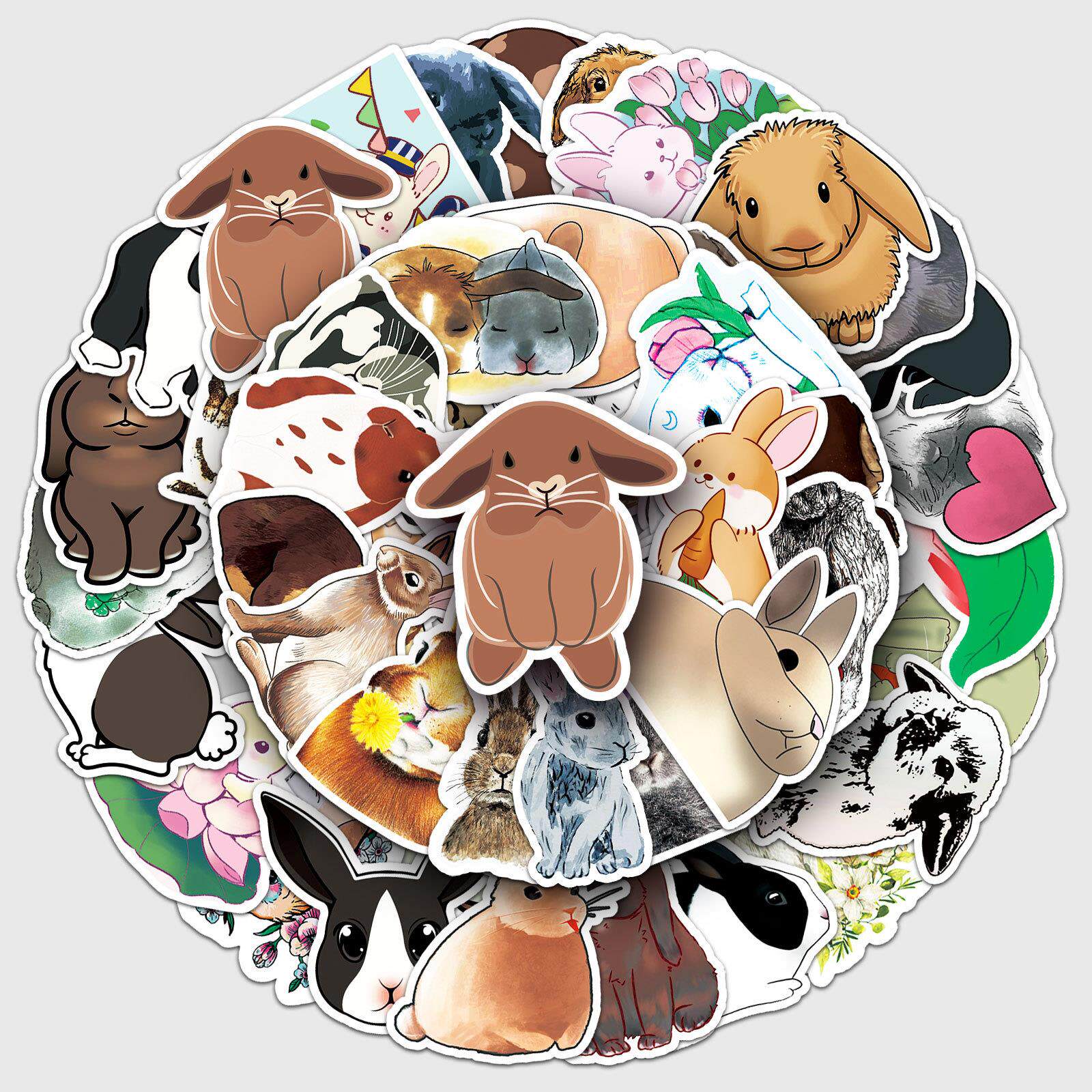 50张可爱兔子卡通个性DIY涂鸦装饰行李箱滑板车冰箱手机创意贴纸