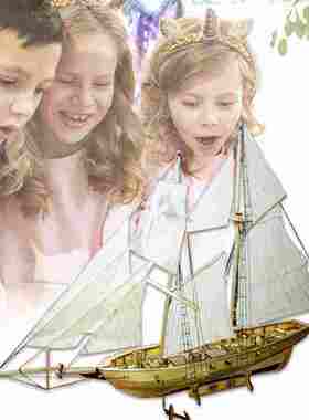 1100 Scale 3d  Sailboat Model Kit Wooden Designer For