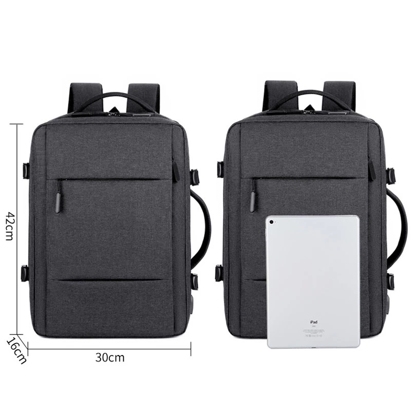 Men Large Capacity Expandable Backpack USB Charging Male Lap