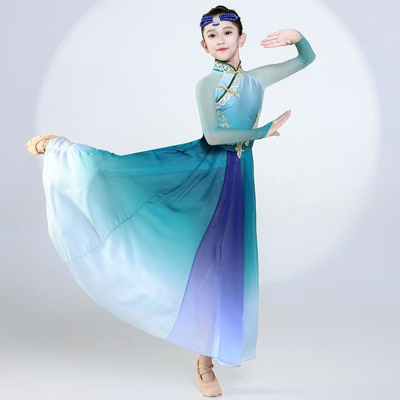 好货蒙古服族儿童舞蹈演出服蒙族服装女少数民族白马蒙古袍蒙古族