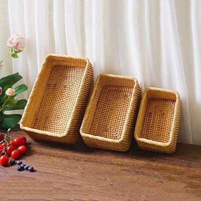 极速Three Styles Round Woven Fruit Basket Natural Simplicity