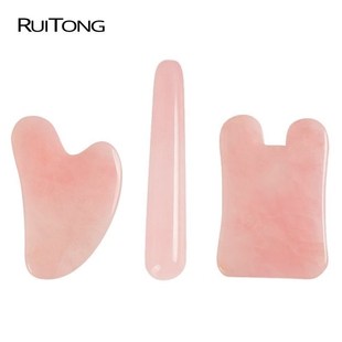 Rose Quartz Body Set Slim Massager Natural Board 3Pcs GuaSha