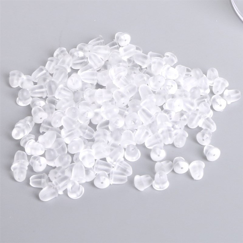 100pcs/lot Clear Soft Silicone Rubber Earring Backs Safety B