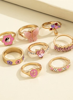 Aprilwell Cute Tai Chi Rings Set for Women Punk Gothic Aesth