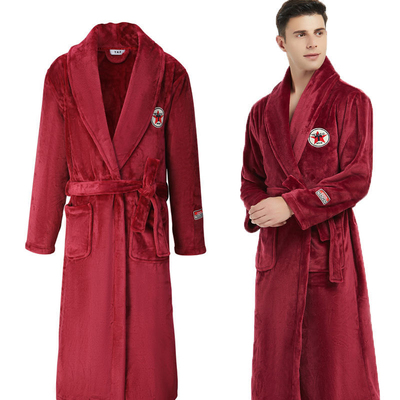 Men Casual Kimono Bathrobe Autumn Winter Flannel Long Robe T