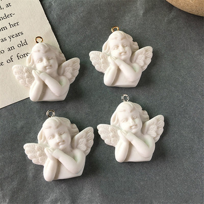 5pcs White Wing Angel 3D Resin Charms For Jewelry Findings C