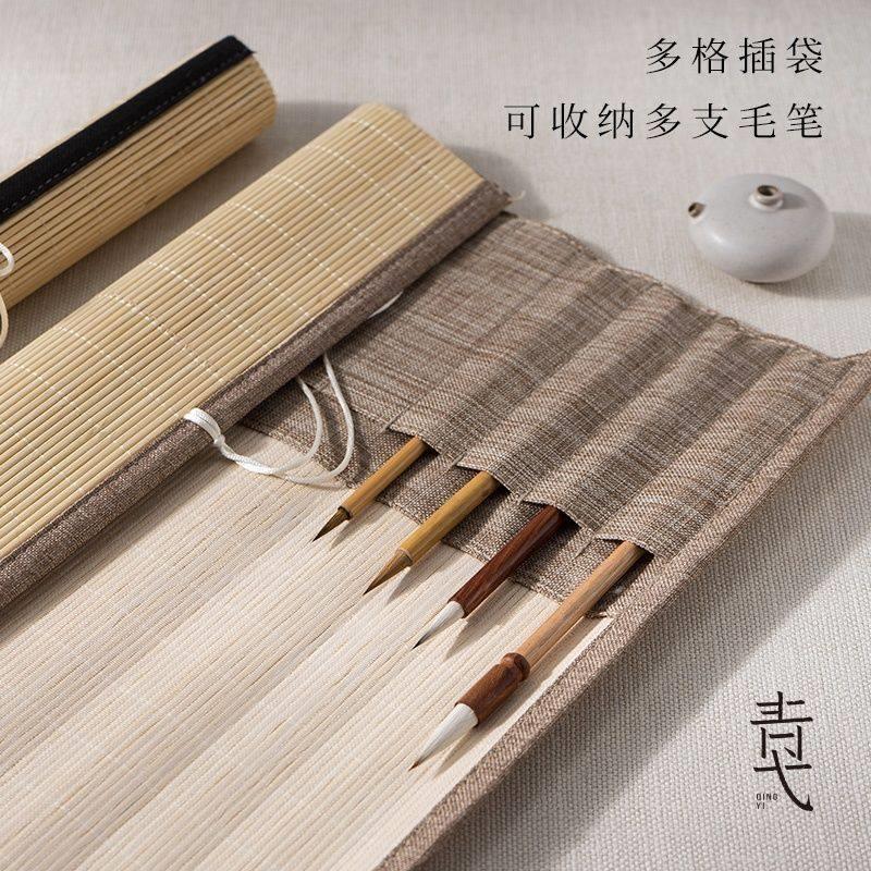 笔帘大容量卷笔袋复古风笔袋可携式水彩笔笔帘毛笔画笔收纳