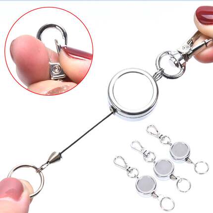 15Styles Key Ring Clip Retractable Pull Key Ring Chain Reel