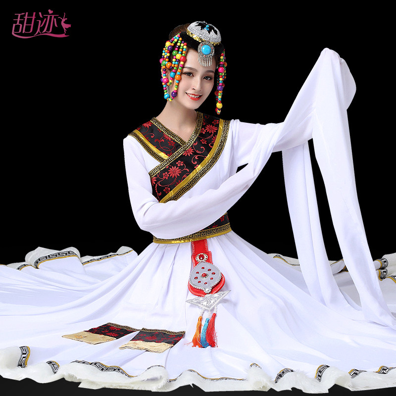 好货藏族舞蹈演出服装舞蹈服大摆裙藏族舞水袖藏式衣服卓玛少数民