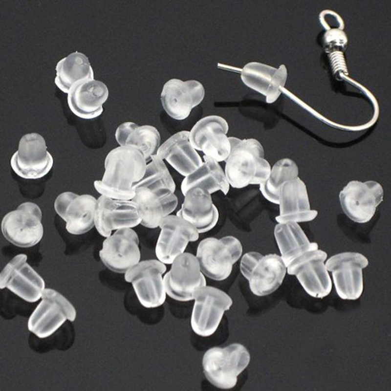 50PCS/100pcs Silicone Rubber Earring Clasp Styles Ear Nut Pl
